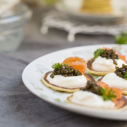 Blinis con Caviar del Tíbet